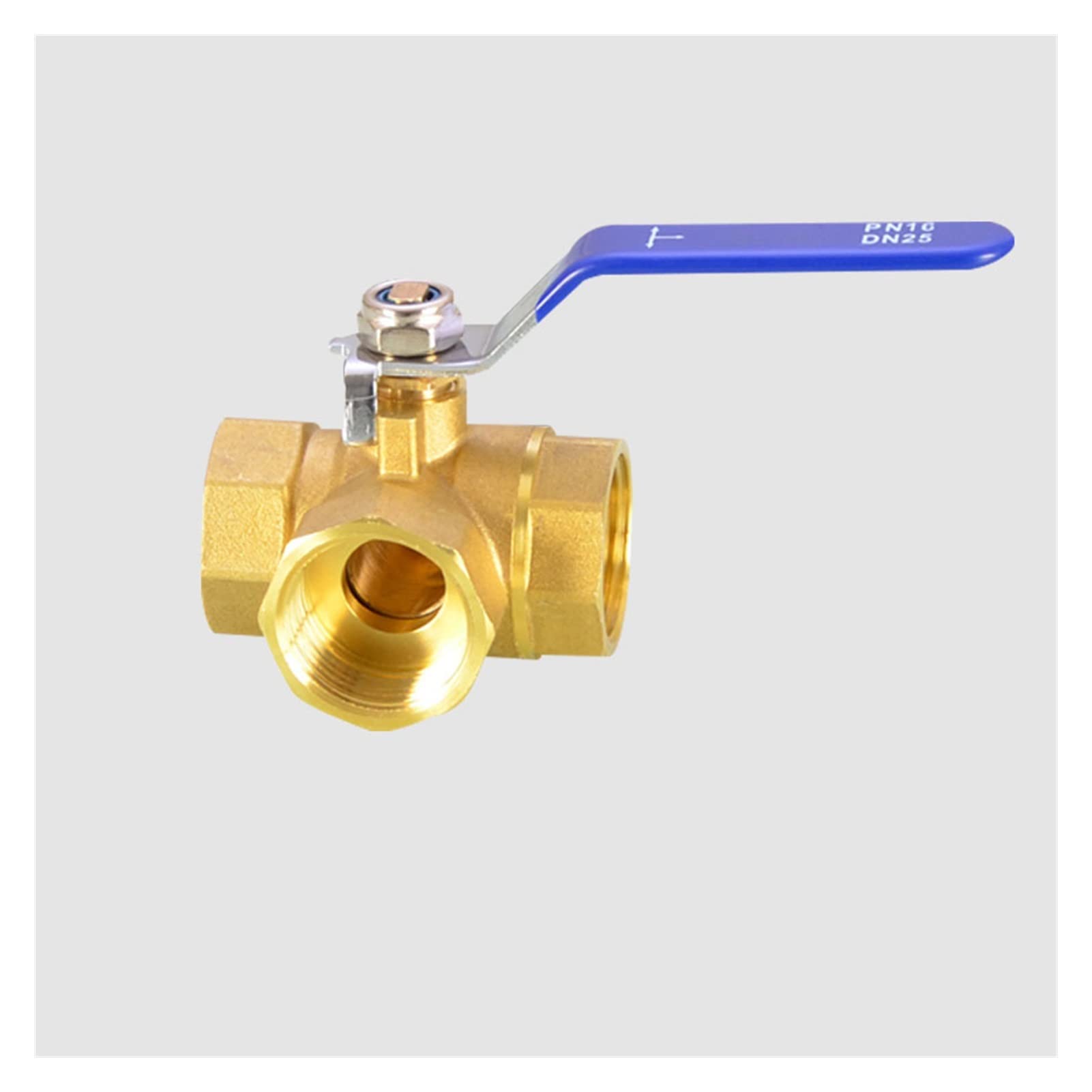 Válvula de Bola de 3 vías, Hembra, de latón, de 1/4", 3/8", 1/2", 3/4", 1", con Puerto en T y Puerto en L, Adaptador for Agua, Aceite, Aire y Gas. | T-type,1 Inch