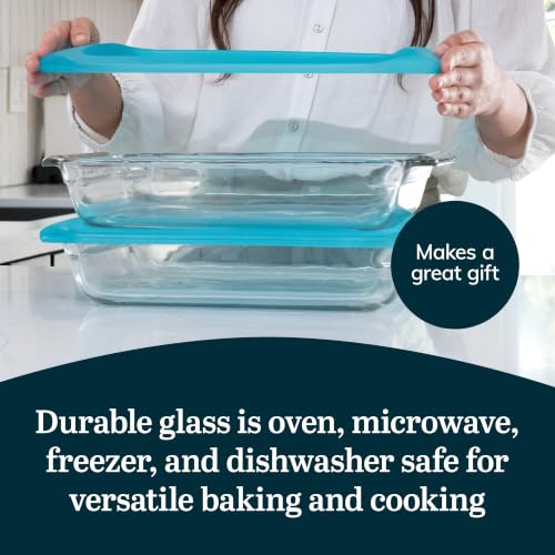 Image of Libbey Baker's Premium 2 Piece Glass Baking Dish Set, Stackable Casserole Dish with Lid Set, Baking Glassware for Casseroles, Lasagna, Brownies, Cakes