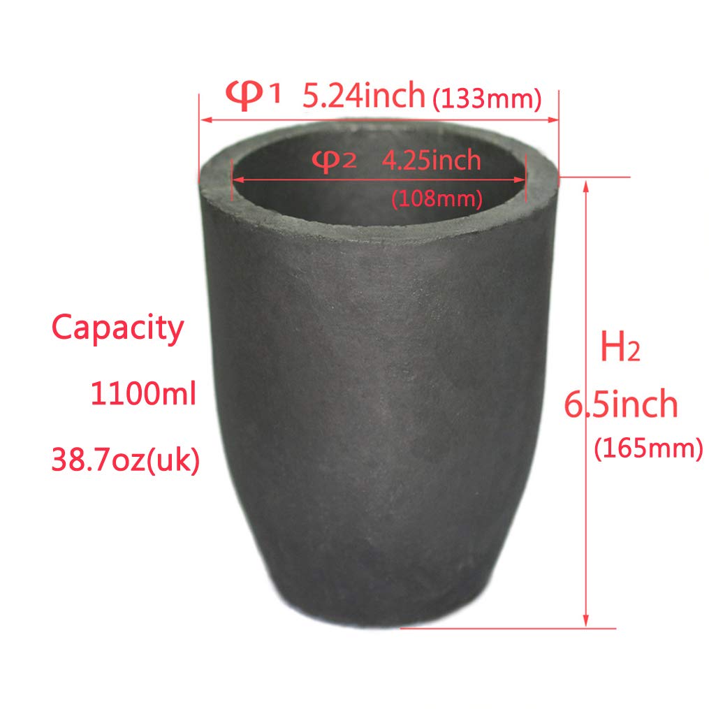 LLF # 10 arcilla grafito Crucible Fuente Copa Horno Torcha fundición refinado oro plata cobre latón aluminio plomo zinc y aleaciones (Capacidad 1100ML)