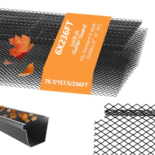 236 FT Gutter Guard Kit, Black Steel Micro Mesh Gutter Covers for K-Style Gutters, Snap in Leaf Filter Screen, Heavy Duty DIY Rain Gutter Protection by FODAHRWS - Used condition - US$168.21