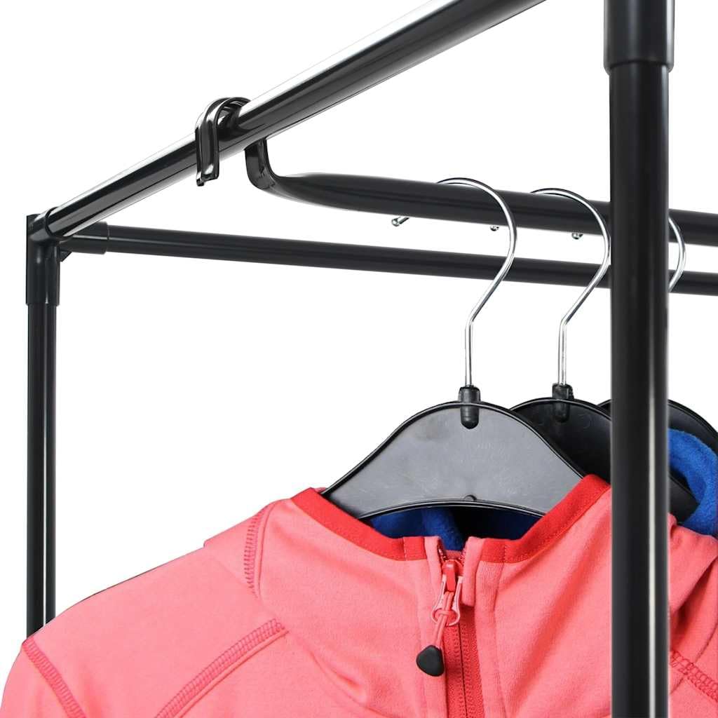 Garderobe Kleiderbehälter 2 STK. Kleiderschränke Schwarz 75×50×160 cm mit Eisenrahmen und Stoffbezug für staubfreie Aufbewahrung