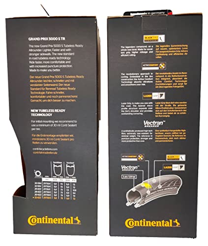Image of Continental Grand Prix 5000 S TR - Tubeless Road Bike Tire | Fast, Light, Durable - BlackChili, Vectran Breaker, LazerGrip, Active Comfort Technology, 2 Pack