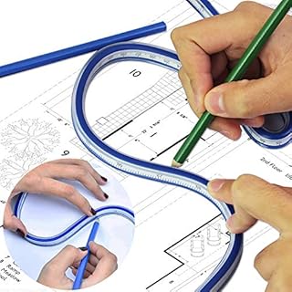 OLRWSLG 2 Pieces Flexible Curve Ruler Double-Sided Ruler Flexible Measuring Tool Plastic Soft Curve Ruler for Drawing Drawings and Clothing Design (30 cm, 60 cm)