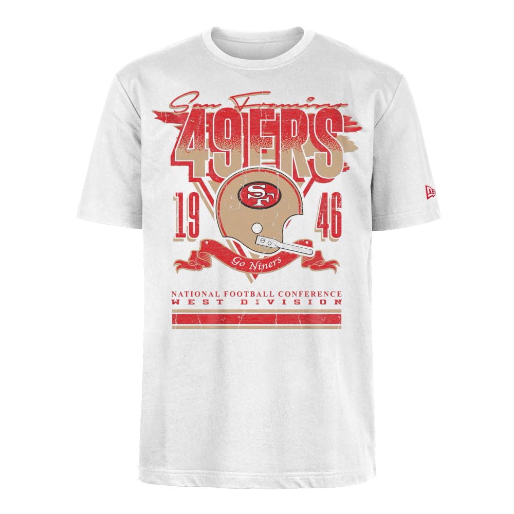 San Francisco 49ers NFL Oversized T-Shirt Screent Print Distressed Team Graphic San Francisco 49ers White Camiseta Unisex Adulto