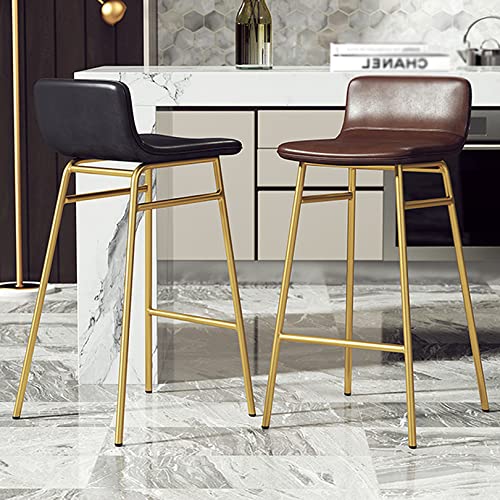 Tabourets de bar en cuir PU et métal doré pour comptoir