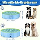 KHOLEZ Hundepool, 120 x 30CM Hundebadewanne für Große Kleine Hunde, Faltbarer Hund Planschbecken für Kinder, Tragbar Swimmingpool Schwimmbecken rutschfest mit Badebürste Ablassventil PVC-Aufnäher x 4