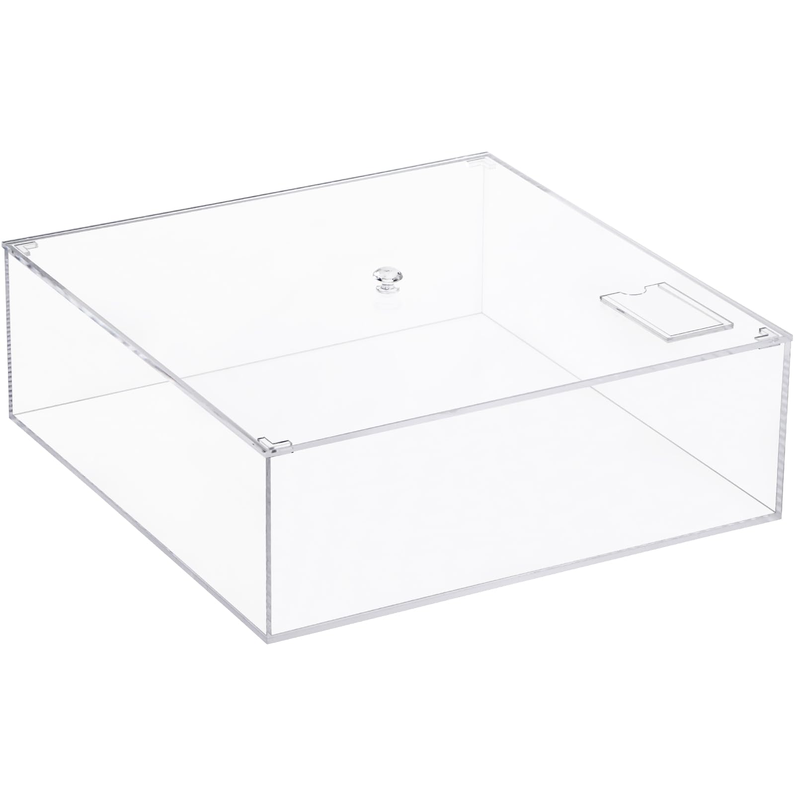 Worasign Clear Acrylic Square Cube Plastic Box, Plastic Rectangle Cube Containers with Lid, Storage Boxes 13.7"x13.7"x4.7" for Tiny Jewelry Beads, Coins, Craft Supplies, Sewing Home Organizers