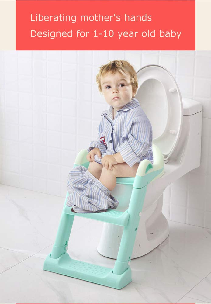 Vasino per Bambino, Sedile da Toilette Vasino Regolabile Toilette per Bambini con Scaletta per Scaletta per Ragazzo E Ragazza,Green