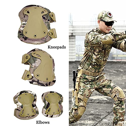 Military Tactical Knee Pads Elbow Pads Outdoor Sports Combat Knee & Elbow Protective Pads Skate Cp Camo Skate Protective Pad Army Combat Airsoft Hunting Paintball Swat #TOP1