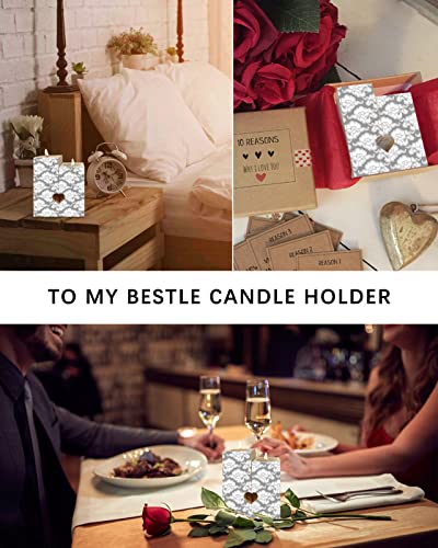 Heart-Shaped Candle Holders For Table Centerpiece - Gray White Pattern Chinese Vintage Cloud Japanese China Oriental Design Tealight Candle Holder Set - Wooden Candlestick Home Decorations For Couple #TOP5