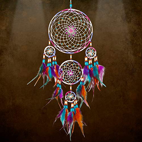 SIKEMAY Colorful Dream Catcher - Handmade Feather Colorful Circular Dreamcaters for Wall Hanging Decoration, Wedding Decoration Craft