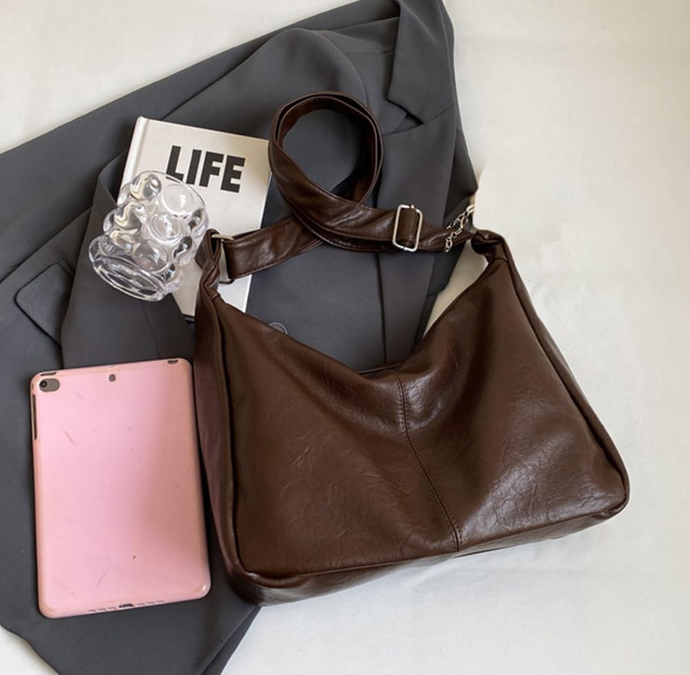 Slouchy PU Leather Hobo Bags Women Trendy Underarm Shoulder Bag Crossbody Purse College Travel Satchel Tote Handbag 2025 - Image 5