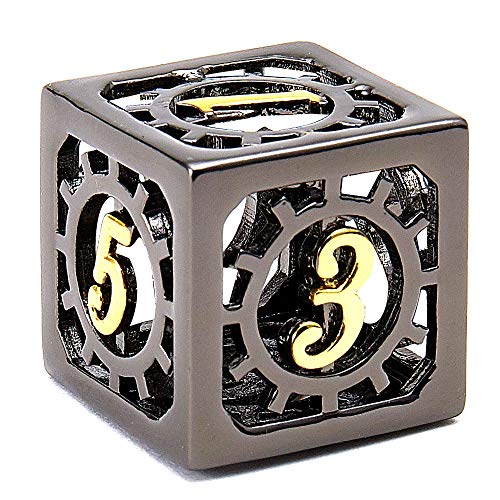 DND Metal Dice Set 7pcs Dungeon Dragon Dice, Punk Style RPG Games Math Teaching DND Dice, Metal dice Set d&d(Black+Gold)