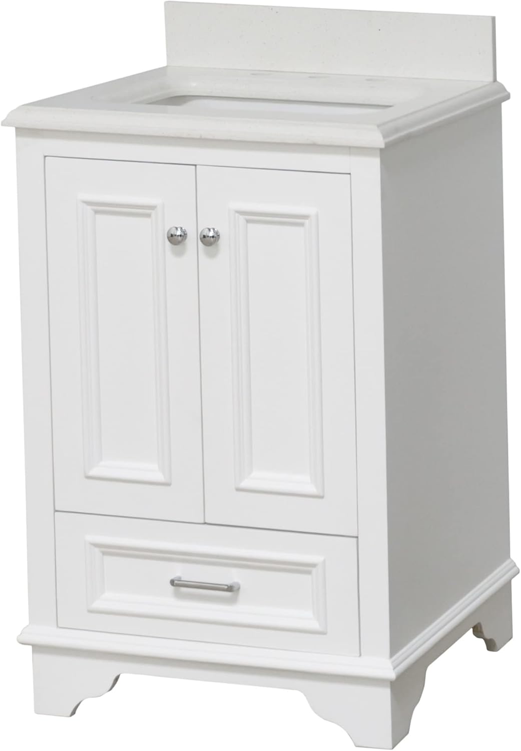 Nantucket 24-inch Bathroom Vanity (Quartz/White): Includes White Cabinet with Stunning Quartz Countertop and White Ceramic Sink