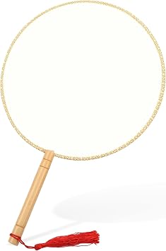 Agatige Chinese Hand Fan, Ancient Court Style Round Blank Silk Fan Chinese Fan Chinese Traditional Accessories for Women, Dance, Wedding, Embroidery, Painting
