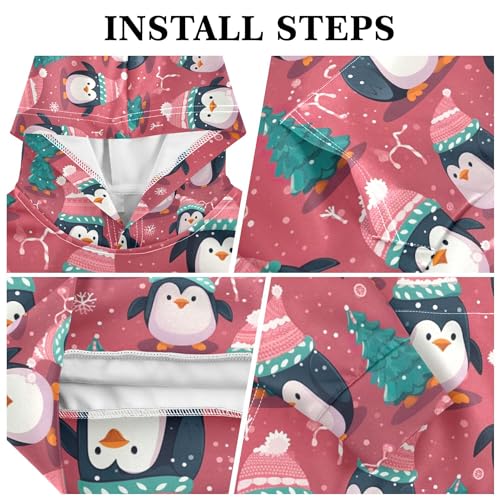 Kids Hoodies Sweaters Christmas Xmas Penguin Hooded Sweatshirts with Big Pockets for Boys Girls B04004193