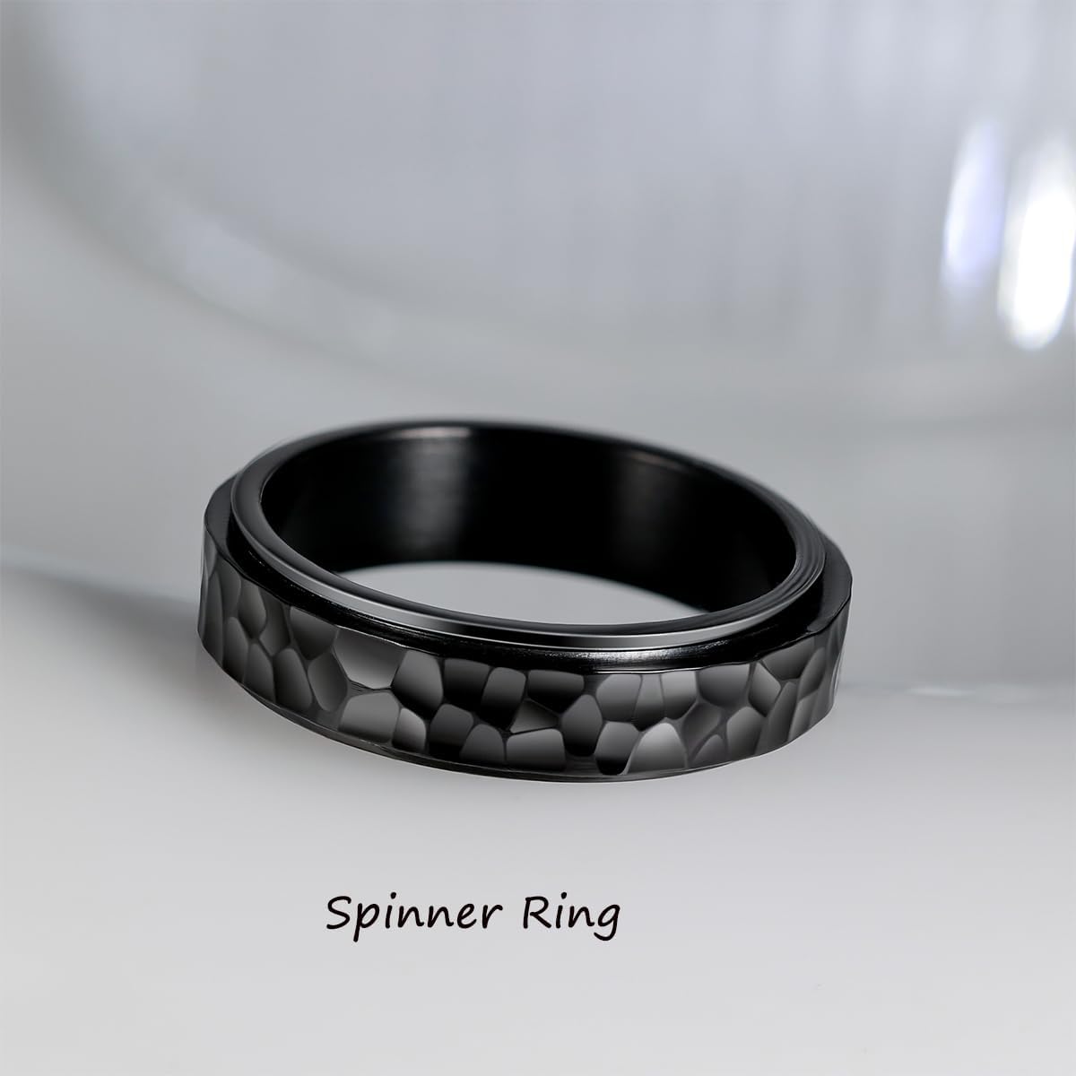 LYTTMAB Hammered Spinner Ring, Fidget Ring for Men, Anxiety Ring for Women, Hammered Ring - Image 2