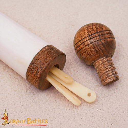 Image of Lord of Battles Genuine Bone Needle Holder Durable Sewing Tool Organizer Medieval Needles Storage Case for Sewing, Embroidery & Crafting Needles Storage (Bone Holder)