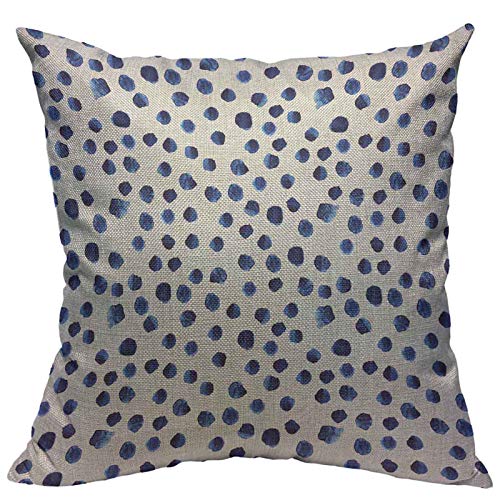 Versuswolf Throw Pillow Covers Navy Paint Hand Drawn Blue Watercolor Polka Dot Watercolour Cotton Linen Decorative Square Pillowcases Cushion Cover 18 X 18 Inch #TOP4