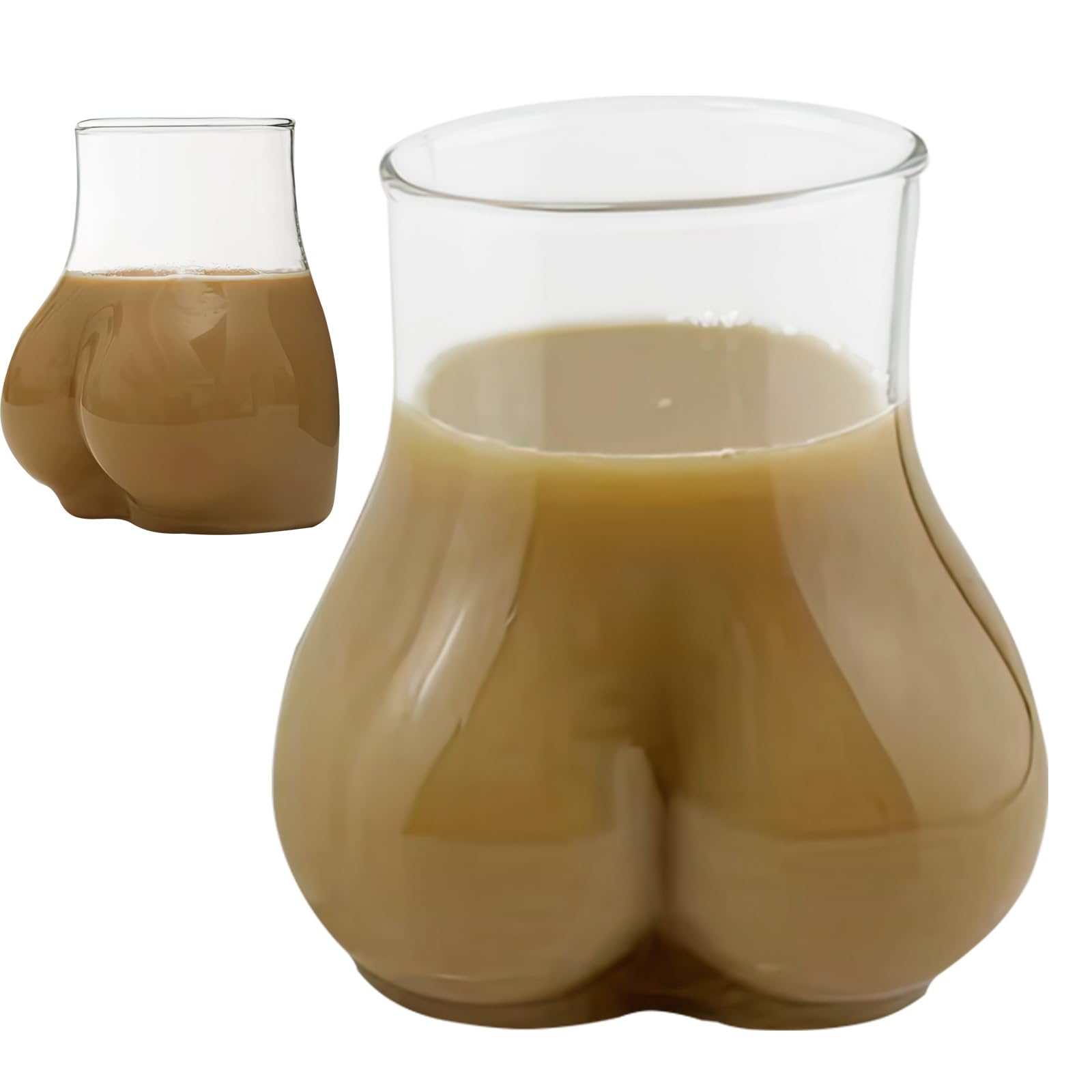 Body Shaped Cup - Butt Drinking Glass, Funny Coffee Mug Transparent Borosilicate Glass Coffee Mug, Butt Shaped Borosilicate Glass Cups for Holiday Home Cafe (Transparent)