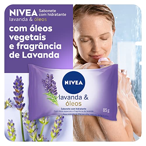 NIVEA Sabonete em Barra Lavanda & Óleos 85g - Limpa e cuida da pele, com óleos vegetais, fragrância