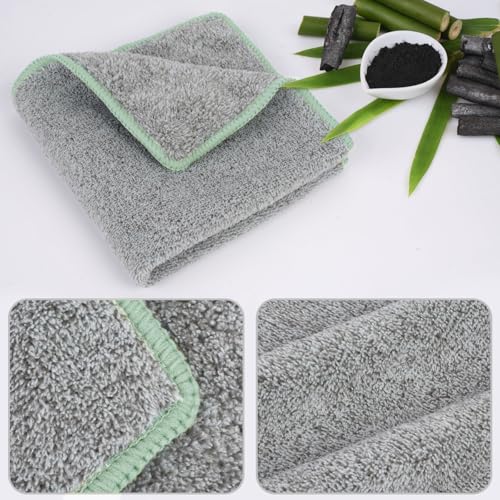 SINLAND 6 Stück Mikrofaser Gesicht Handtücher Ultra Soft Reinigungstücher Bambus Holzkohle Waschlappen schnelltrocknend Reisehandtuch saugfähig Gesichtstuch für Bad 30cm x 30cm Mehrfarbig