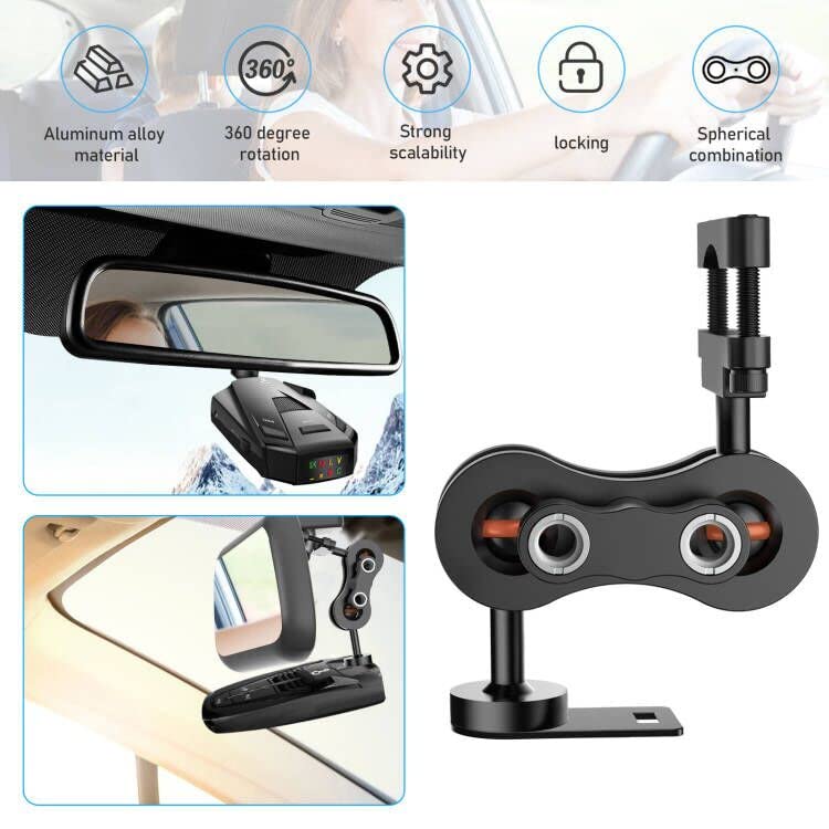 Image of SDSACZMU Radar Detector Mount, Aluminum Rearview Mirror Rod Radar Bracket,for Cobra iRadar ESD SPX RAD 480i 450 380 7800BT Radar Detector