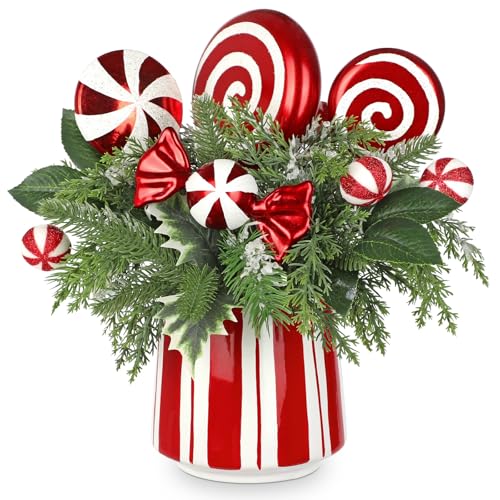 Christmas Table Centerpieces Decorations 12.9" Artificial Small Christmas Tree Potted