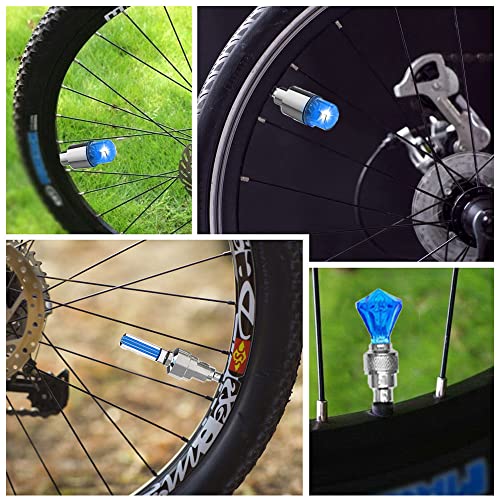 FICBOX 12PCS LED Flash Tyre Wheel Valve Cap Light for Car Bike Motor Wheel Tire Light (Blue) - Thumbnail 3