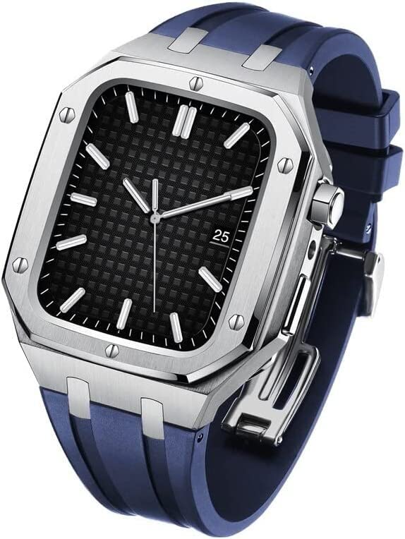 Protéger votre Apple Watch Series 8 45mm avec le kit boîtier acier 316L et bracelet caoutchouc EZZON