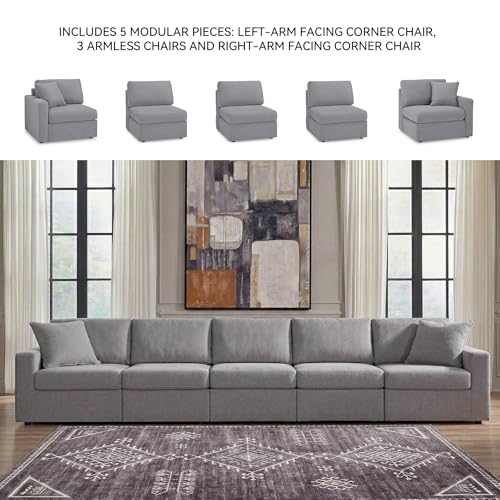 Image of Signature Design by Ashley 5-Seater Modular Sofa Sectional, Light Gray