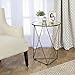 HomePop Metal Accent Table Triangle Base Round Mirror Top, Gold