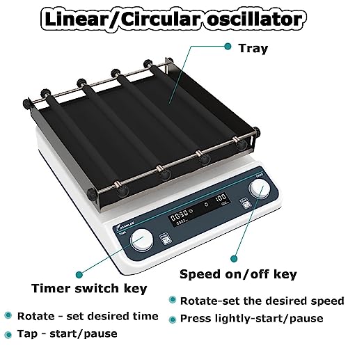 Table vibrante orbitale numérique de laboratoire, vitesse réglable de 40 à 200 tr/min, rotateur de laboratoire avec minuterie (1 min-23 h59 min) et mode continu, OS-20Pro