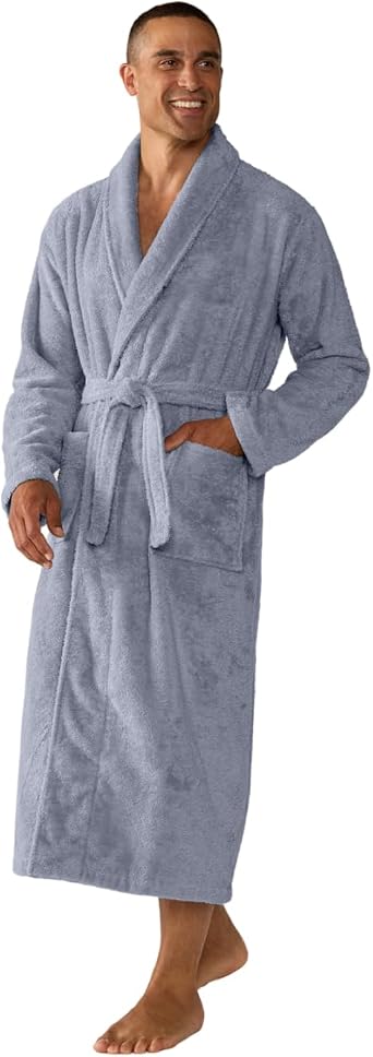 Coyuchi Unisex Cloud Loom Robe - 100% Organic Cotton Bathrobe - Relaxed Silhouette with Long Sleeves and Banded Collar