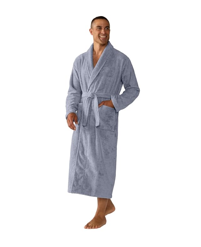 Coyuchi Unisex Cloud Loom Robe - 100 Organic Cotton Bathrobe - Relaxed Silhouette with Long Sleeves and Banded