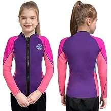 Kids Wetsuit Top for Boys Girls 2mm 3mm Neoprene Toddlers Long Sleeve Front Zipper Thermal Wetsuit Jacket Keep Warm Swimwear for Surfing Swimming Surfing Boating