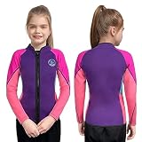 REALON Kids Wetsuit Top for Boys Girls 2mm 3mm Neoprene Toddlers Long Sleeve Front Zipper Thermal Wetsuit Jacket Keep Warm Swimwear for Surfing Swimming Surfing Boating