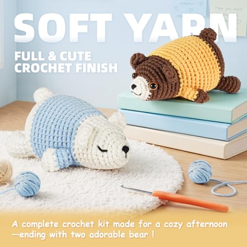 LUDOTEK Crochet Kit for Beginners, Crochet Animal Kits,Crocheting Kit for Starters with Step-by-Step Video Tutorials, Beginner Crochet Kits Adults — view 2