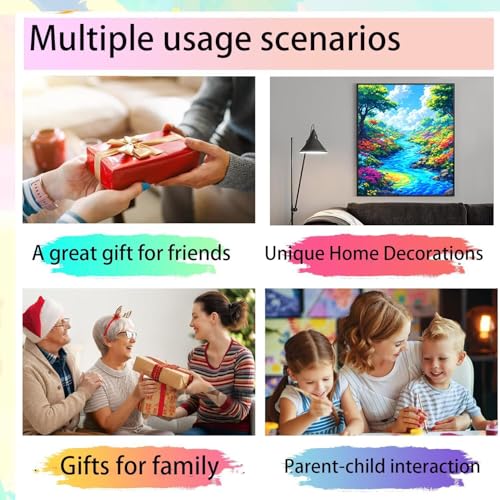 GUERUUIE Ciel Peinture Numero Adulte, Peinture Numero Enfant Kit de Peinture à l'huile sur Toile Bricolage pour Enfant RivièRe, Paint by Numbers avec Peintures et Pinceaux Sans Cadre 30x40cm 20-2 – vue 6