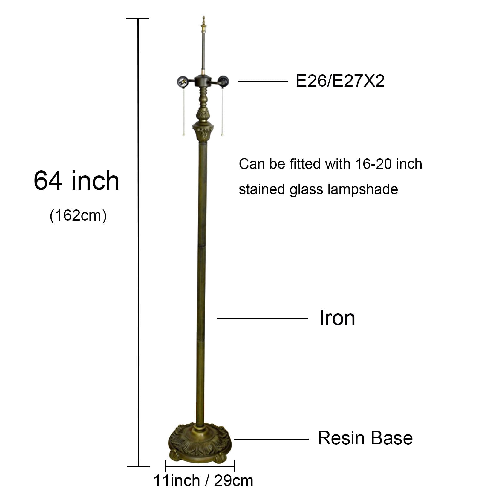 Amazon.co.jp : BOTOWI ヴィンテージ2ライトフロアランプベース