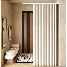 Room Divider Curtains, Support Wall Mounted Privacy Partition, Metal Foldable Insulation Screen for Fitting Room Office Bathroom43.3x78.7in