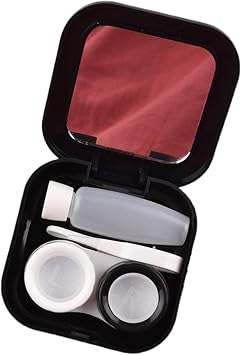 Contact Lenses Travel Case Anti-Break Smell-Less Daily Supplies Eye Contact Lenses Box with Mirror for Gift Black