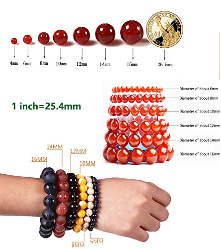 Natural Stone Beads 100pcs 8mm Red Agate Jade Round Genuine Real Stone Beading Loose Gemstone Hole Size 1mm DIY Smooth Beads for Bracelet Necklace Earrings Jewelry Making (Red Agate, 8mm) - Thumbnail 4