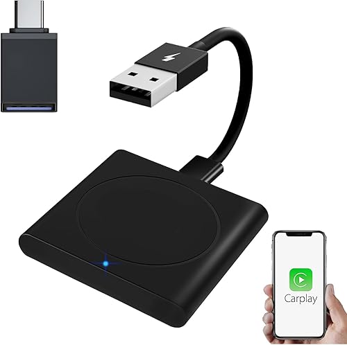 Miniatura 1 de Adaptador Carplay inalámbrico, para CarPlay con cable de fábrica 2024 Actualización Plug & Play 5.8GHz WiFi Bluetooth Auto Connect CarPlay Dongle