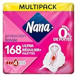 Nana Ultra Régulier Plus Serviettes Hygiéniques Avec Ailettes - Flux Modérés - Pack de 6 x...