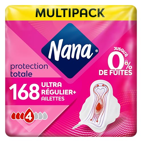 Serviettes Nana Ultra Régulier Plus Ailettes Anti-Fuites pour Flux Modérés