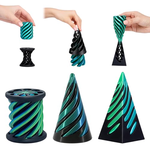 3 PCS Spiral Cone Fidget Toy, 3D Printed Fidget Toys for Stress Relief, Unique Spiral Design for Focus Enhancement, Mini Stress Relief Desktop Decorations Toy for All Age Gift