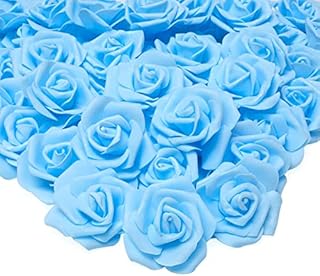 Warmiehomy Artificial Flower Foam Rose, 50 Pcs Real Touch Artificial Roses for DIY Bouquets Wedding, Party, Garden, Office, Home Decor, Light Blue