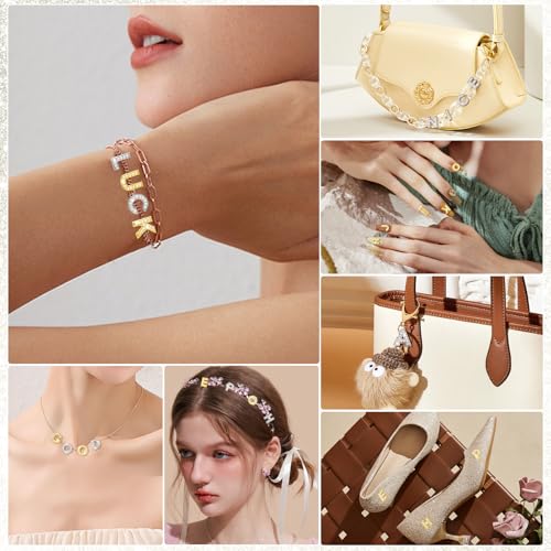 52 Stück Buchstaben Anhänger mit Strasssteinen 8mm Große Buchstaben Anhänger mit Strasssteinen von A-Z zur Schmuckherstellung Kristall Alphabet Anhänger für Selbstgemachte Armbänder Halsketten Choker