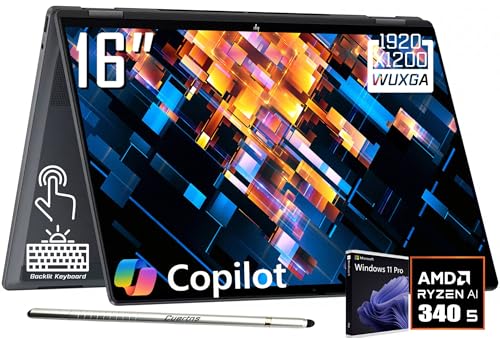 Image of HP OmniBook X Flip (Next Gen Envy x360) 2 in 1 Touchscreen Laptop (16" FHD+, AMD Ryzen AI 5 340(> Intel i7-1355U), 16GB DDR5, 512GB SSD), AI Copilot+ PC for Creator, Designer, w/Stylus, Win 11 Pro